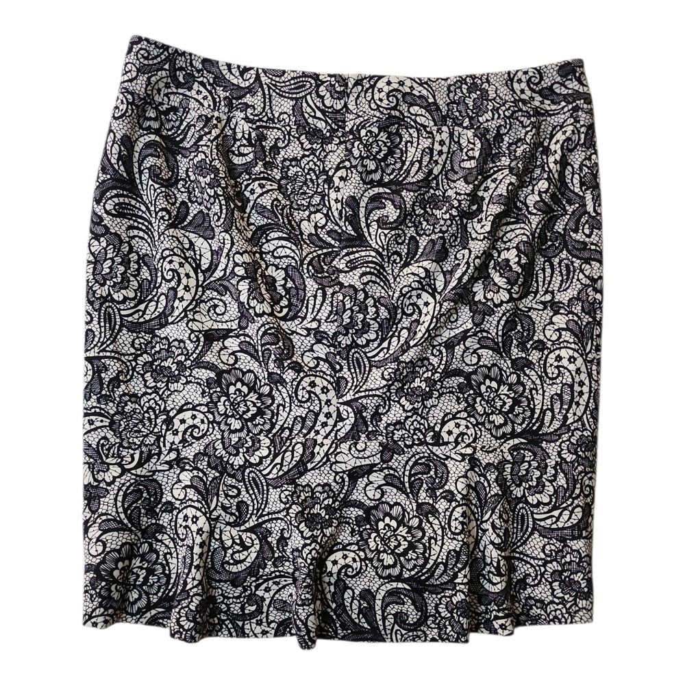 Lane Bryant Skirt Womens Plus Size 20 Black‎ White Paisley Floral Comfort Waist - Picture 7 of 7